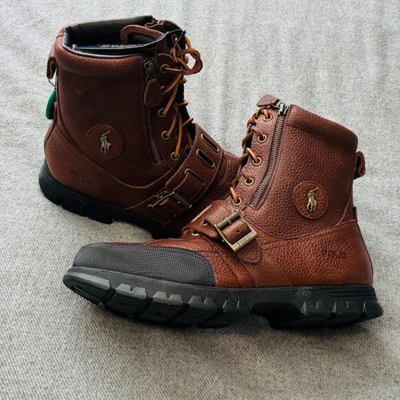 NWT Deadstock Polo Ralph Lauren Andres III Brown Leather Boots size 13D - Picture 4 of 6